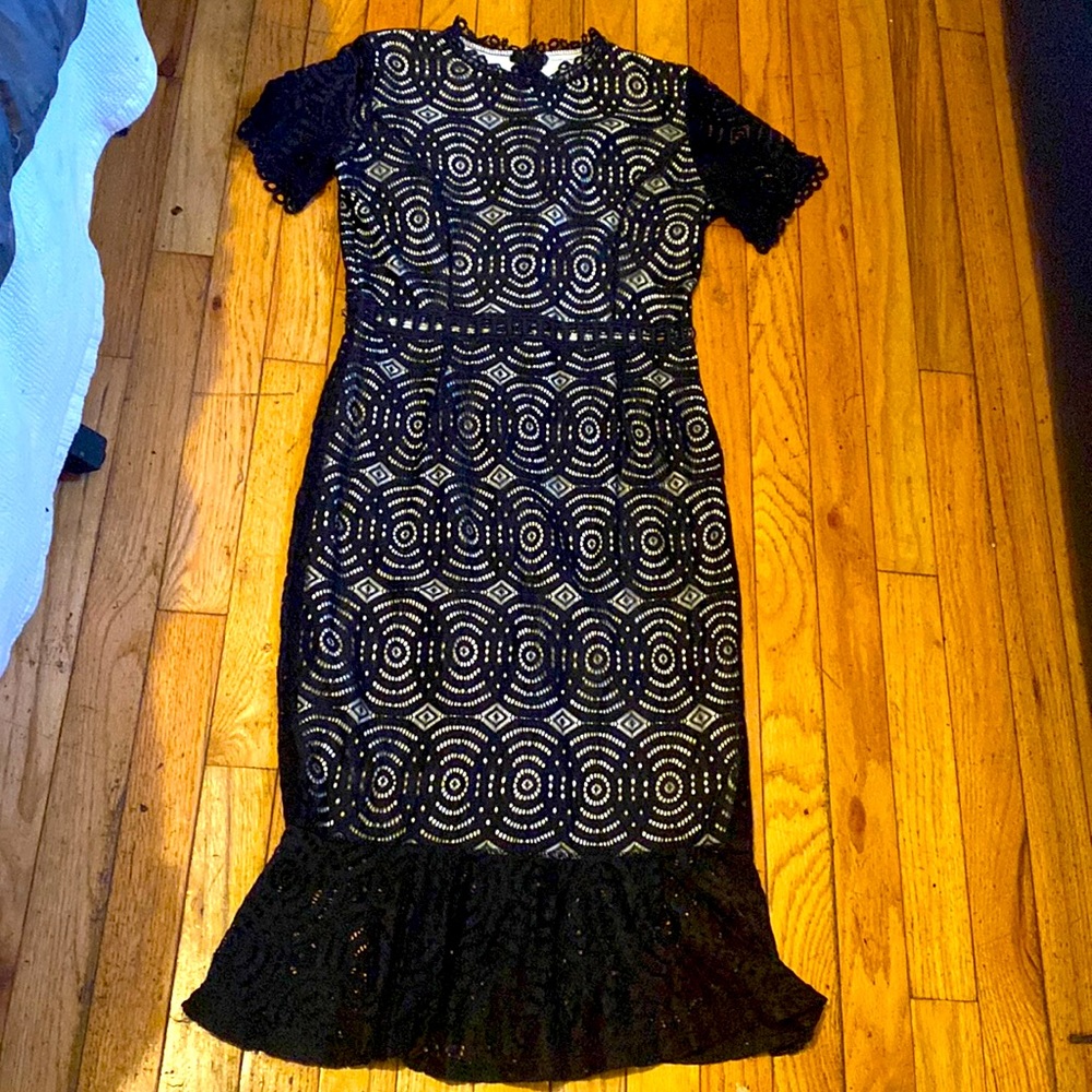 Black lace zipper back dress